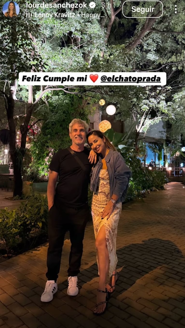 Lourdes Sánchez junto a su pareja, el Chato Prada.